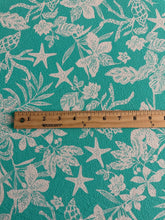 Load image into Gallery viewer, Swim spandex (textured): 3 YD CUT REMNANT Aqua white Mediterranean breeze ⭐️
