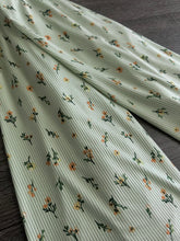 Load image into Gallery viewer, Brushed ribbed knit REMNANT(S): Sage peach green stem floral ⭐️
