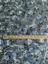 Load image into Gallery viewer, Mesh embroidered: 2.25 YD CUT REMNANT Baby blue green embroidered floral ⭐️
