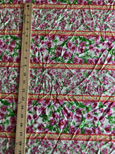 Load image into Gallery viewer, Rayon linen: 3.5 YD CUT REMNANT Off white magenta green flowers ⭐️

