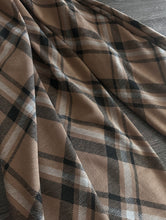 Load image into Gallery viewer, Double knit: REMNANT(S): Light brown black white plaid ⭐️
