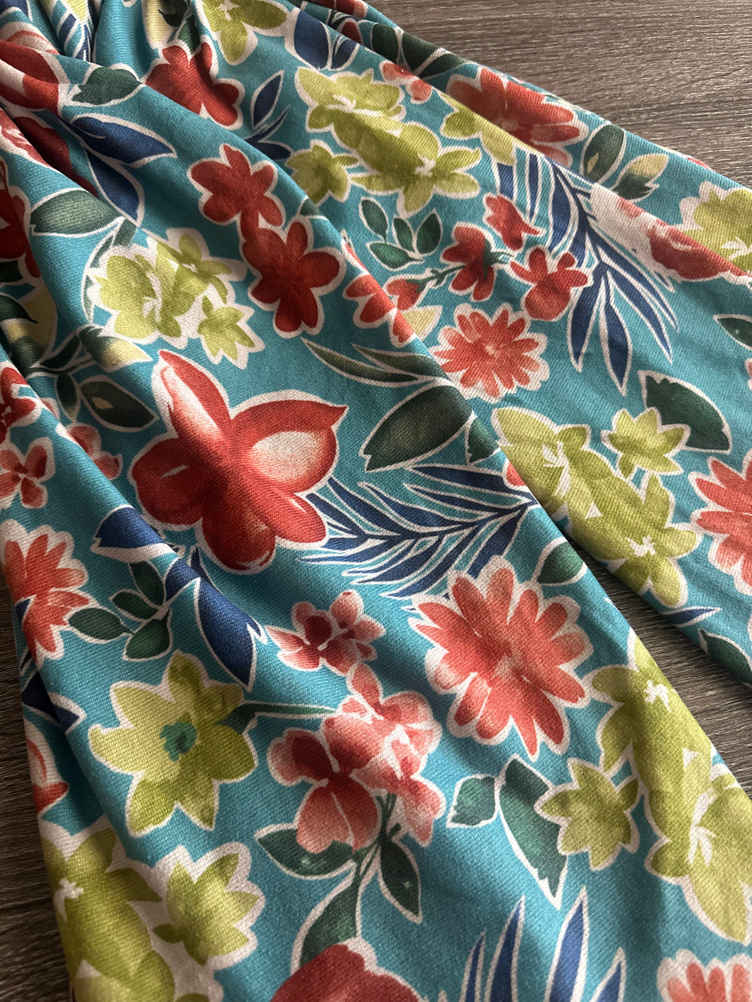 Oakley sweater knit: REMNANT(S) Teal green burgundy floral ⭐️