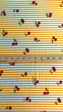 Load image into Gallery viewer, Double brushed poly: Yellow striped cherry print ⭐️
