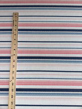 Load image into Gallery viewer, Lightweight ITY: 2 YD CUT REMNANT Off white salmon denim blue stripes ⭐️
