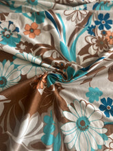Load image into Gallery viewer, Double brushed poly: Beige white brown turquoise floral ⭐️
