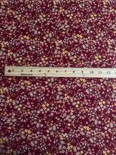 Load image into Gallery viewer, Double brushed poly: Burgundy yellow pink tan small floral ⭐️
