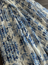 Load image into Gallery viewer, Hi multi chiffon woven (embroidered eyelet): 3 YD CUT REMNANT Deep blue floral w/ embroidered floral line ⭐️
