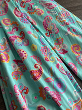 Load image into Gallery viewer, Swim spandex: 4.25 YD CUT REMNANT Turquoise fuchsia orange paisley ⭐️
