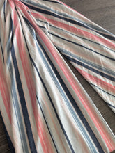 Load image into Gallery viewer, Lightweight ITY: 2 YD CUT REMNANT Off white salmon denim blue stripes ⭐️
