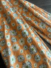 Load image into Gallery viewer, Stretchy knit (thermal like): 3.75 YD CUT REMNANT Sherbet orange white blue yellow floral ⭐️
