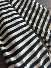Load image into Gallery viewer, Terry sweater knit: 3.5 YD CUT REMNANT Ivory black stripes ⭐️
