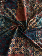 Load image into Gallery viewer, Double brushed poly: Rust copper teal blue patchwork ⭐️
