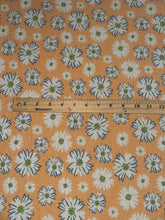 Load image into Gallery viewer, Stretchy knit (thermal like): 3.75 YD CUT REMNANT Sherbet orange white blue yellow floral ⭐️
