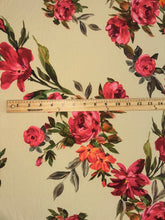 Load image into Gallery viewer, Double brushed poly: Pale yellow vibrant pink red orange floral ⭐️
