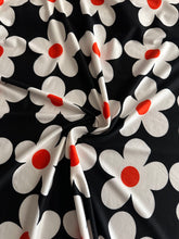 Load image into Gallery viewer, Double brushed poly: Black white orange flowers ⭐️
