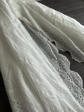 Load image into Gallery viewer, Cotton embroidered eyelet woven (scalloped edge): REMNANT(S) Off white floral ⭐️
