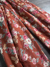 Load image into Gallery viewer, Linen: 4.75 YD CUT REMNANT Rusty burnt orange dusty pink cream beige muted teal floral ⭐️
