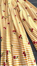 Load image into Gallery viewer, Double brushed poly: Yellow striped cherry print ⭐️
