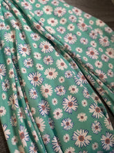 Load image into Gallery viewer, Thermal like stretchy knit: 4 YD CUT REMNANT Mint white flowers ⭐️
