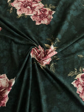 Load image into Gallery viewer, Double brushed poly: Washed hunter green large floral ⭐️
