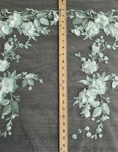 Load image into Gallery viewer, Tulle/ Mesh (embroidered 3D floral): 3.5 YD CUT REMNANT Sage floral ⭐️

