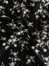 Load image into Gallery viewer, Rayon linen (embroidered): REMNANT(S) Black embroidered floral ⭐️
