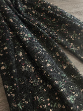 Load image into Gallery viewer, Lace: 2.5 YD CUT REMNANTBlack rose green floral design ⭐️
