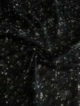Load image into Gallery viewer, Lace: 2.5 YD CUT REMNANTBlack rose green floral design ⭐️
