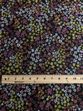 Load image into Gallery viewer, Woven (chiffon): 1 YD CUT REMNANT Black colorful pretty flowers ⭐️
