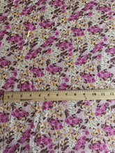 Load image into Gallery viewer, 100% rayon crepe woven: 3 YD CUT REMNANT Baby pink magenta yellow floral ⭐️
