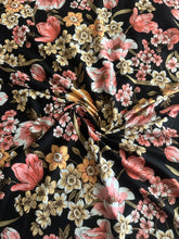 Load image into Gallery viewer, Double brushed poly: Black sherbet pink orange floral ⭐️
