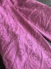Load image into Gallery viewer, Cotton embroidered eyelet woven: 4.25 YD CUT REMNANT Purplish/pinkish color embroidered floral ⭐️
