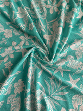 Load image into Gallery viewer, Swim spandex (textured): 3 YD CUT REMNANT Aqua white Mediterranean breeze ⭐️
