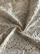 Load image into Gallery viewer, Cotton embroidered eyelet woven: 4.25 YD CUT REMNANT White gold embroidered eyelet design ⭐️
