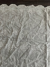 Load image into Gallery viewer, Cotton embroidered eyelet woven (scalloped edge): REMNANT(S) Off white floral ⭐️
