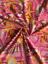Load image into Gallery viewer, Swim spandex: 3 YD CUT REMNANT Pink orange tropical print ⭐️
