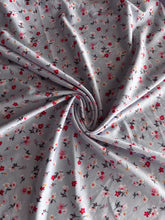 Load image into Gallery viewer, ITY Moss crepe: 3.5 YD CUT REMNANT Pale lavender red pink floral ⭐️
