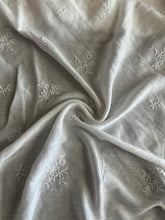 Load image into Gallery viewer, Rayon embroidered woven: 2.75 YD CUT REMNANT White embroidered ⭐️
