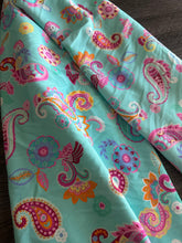 Load image into Gallery viewer, Textured stretchy knit: Turquoise fuchsia orange paisley ⭐️

