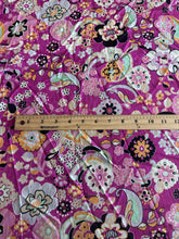 Load image into Gallery viewer, Woven: 3.75 YD CUT REMNANT Magenta cream orange lilac floral ⭐️
