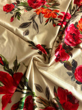 Load image into Gallery viewer, Double brushed poly: Pale yellow vibrant pink red orange floral ⭐️
