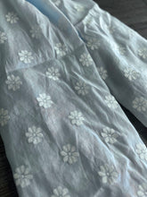 Load image into Gallery viewer, Embroidered woven: 2.5 YD CUT REMNANT Sky blue off white flowers ⭐️
