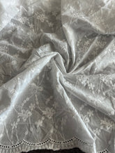 Load image into Gallery viewer, Cotton embroidered woven: 3 YD CUT REMNANT White floral &amp; bows embroidered design ⭐️
