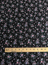Load image into Gallery viewer, Stretchy knit: 2.5 YD CUT REMNANT Black pink purple floral bundles ⭐️
