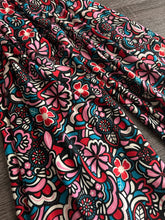 Load image into Gallery viewer, Double brushed poly: Black candy pink red teal full whimsical floral ⭐️
