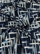Load image into Gallery viewer, ITY w/ puff: 3.5 YD CUT REMNANT Navy white abstract ⭐️
