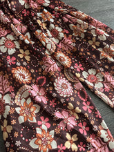 Load image into Gallery viewer, Stretchy knit: 1.25 YD CUT REMNANT Dark brown pink tan floral ⭐️
