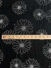 Load image into Gallery viewer, Embroidered CEY airflow woven: 4.75 YD CUT REMNANT Black ivory embroidered floral ⭐️
