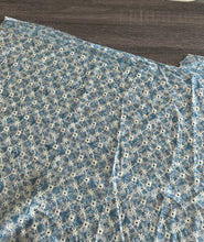 Load image into Gallery viewer, Cotton embroidered eyelet woven: 3.75 YD CUT REMNANT Light blue embroidered floral ⭐️
