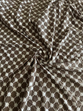 Load image into Gallery viewer, ITY w/ puff: 2 YD CUT REMNANT Dark taupe off white geometric print ⭐️
